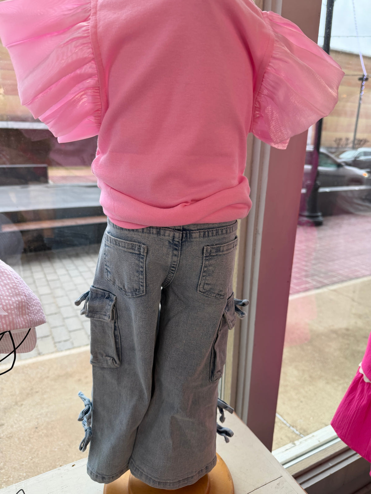 Girl's Wide Leg Denim Cargo Pants