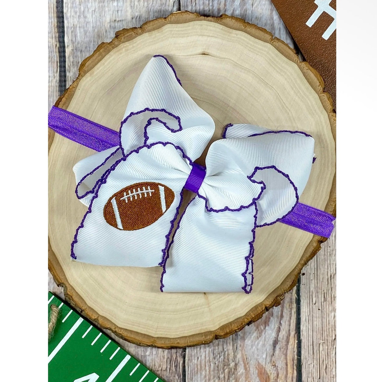 Purple & White Football Headband