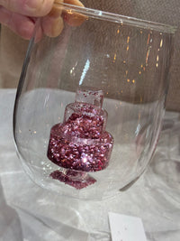 Glitter Cake Stemless Wine Glass