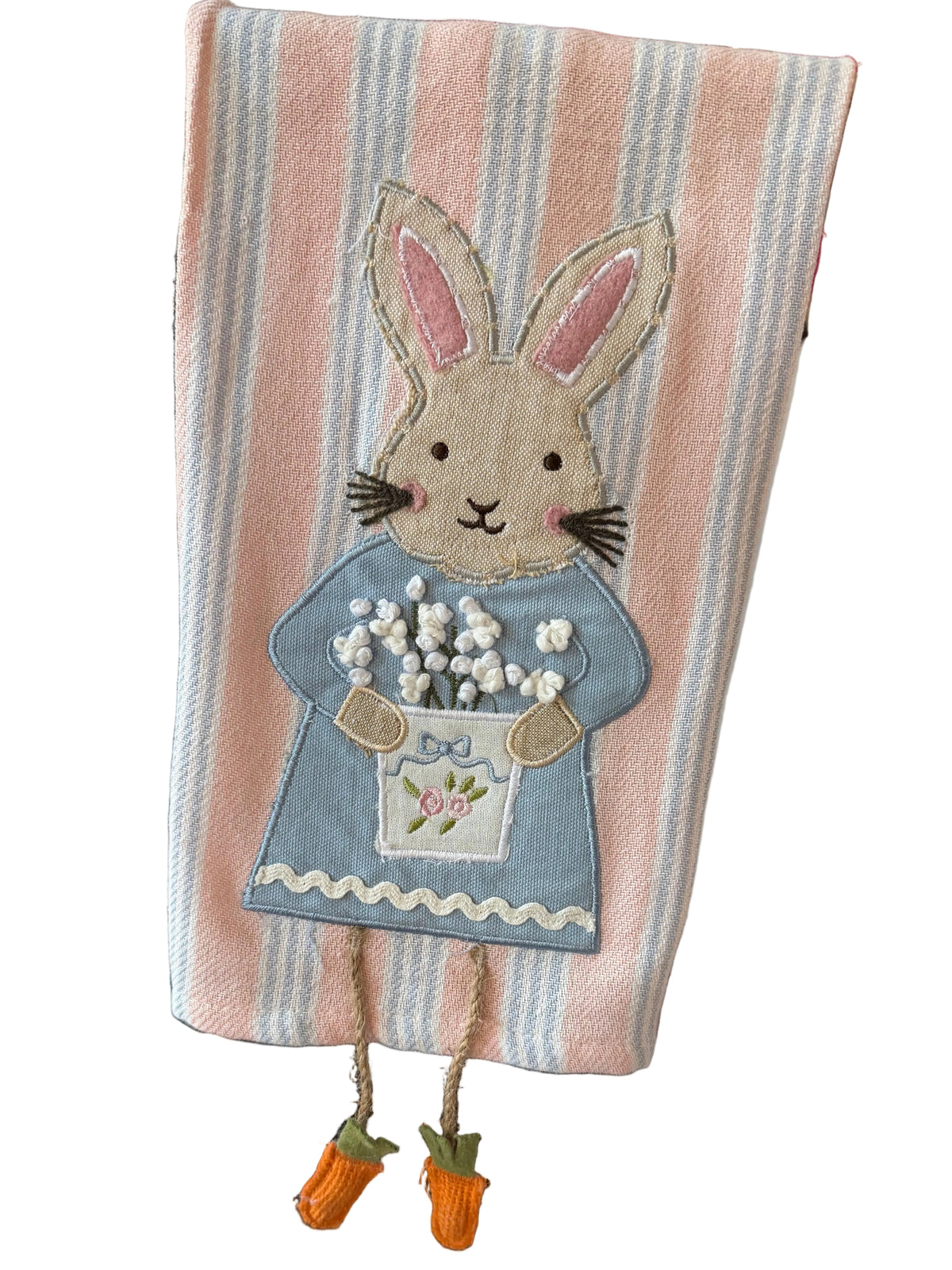 Pink Striped Bunny with Dangle Legs Towel