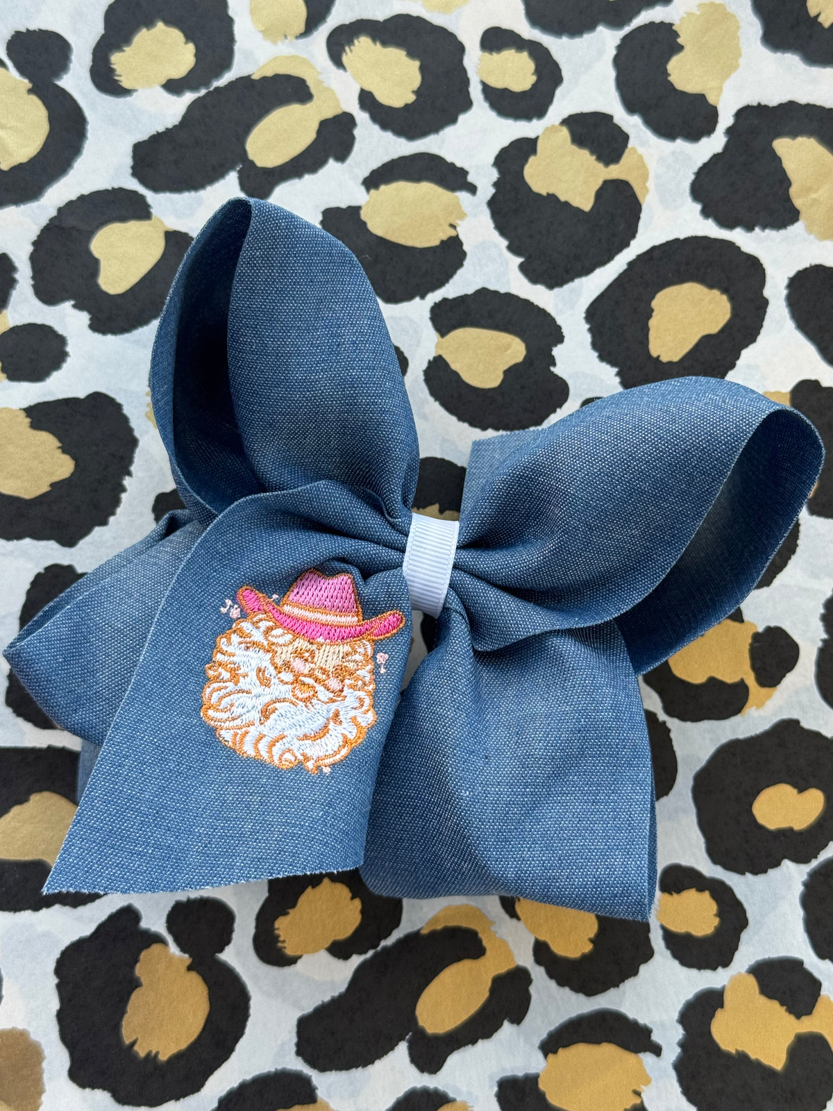 Denim Santa Bow