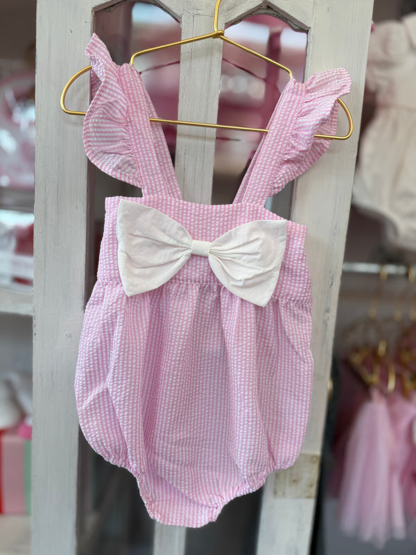 Pink Striped Seersucker Bubble
