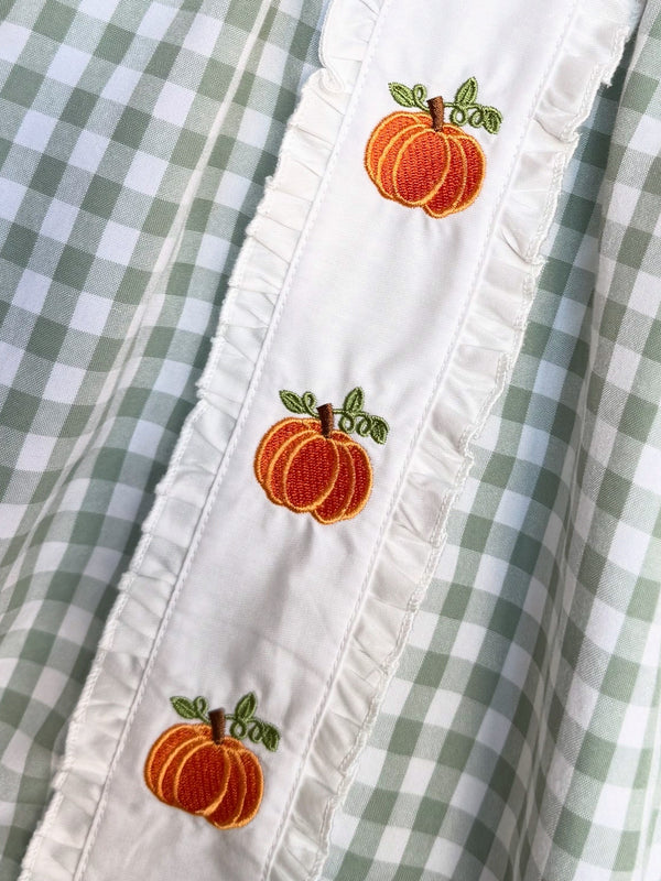 Sage Gingham Pumpkin Dress