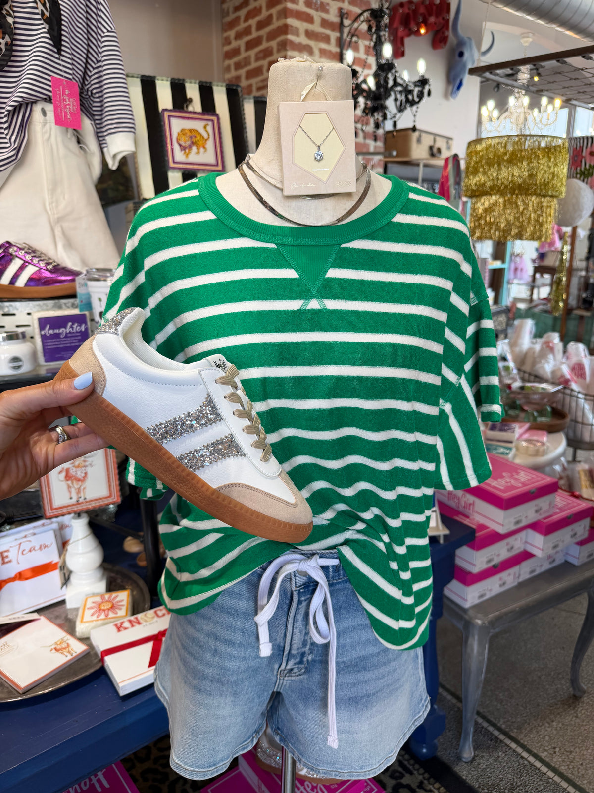 Ruffles & Stripes Top - Green/White