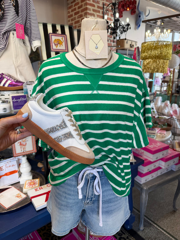 Ruffles & Stripes Top - Green/White