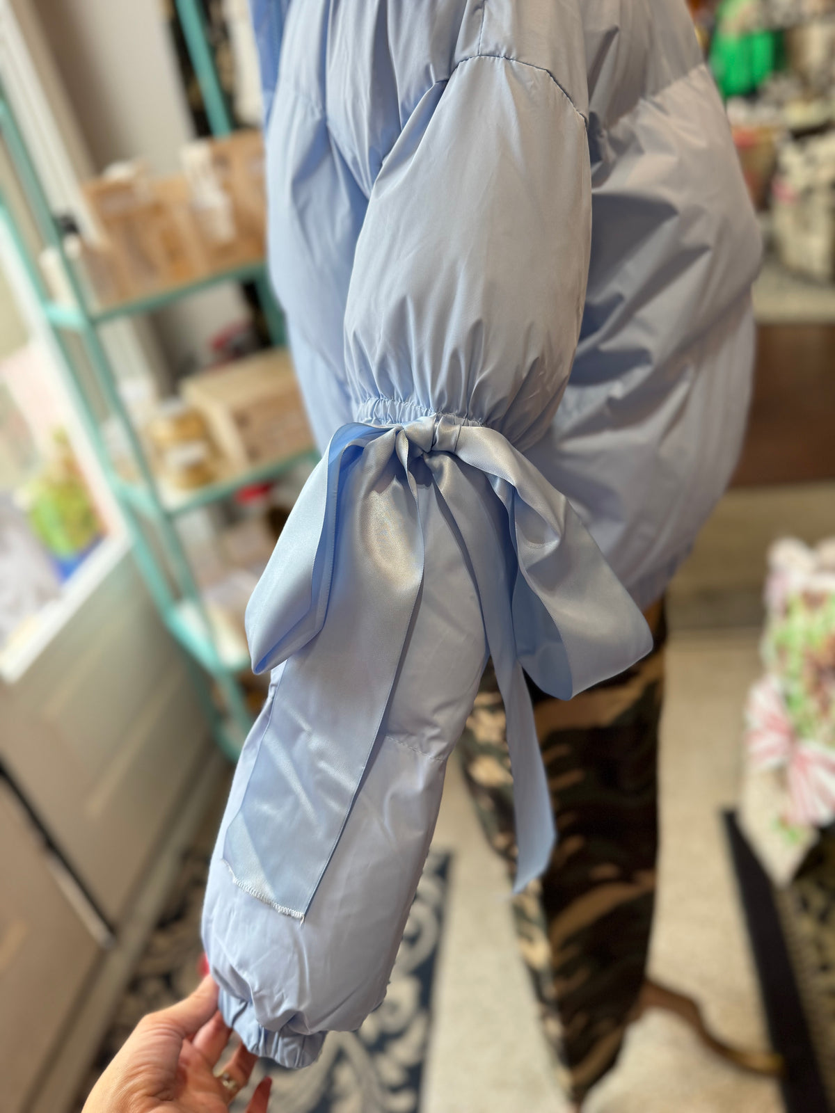 Blue Puffer Jacket w/ Bows