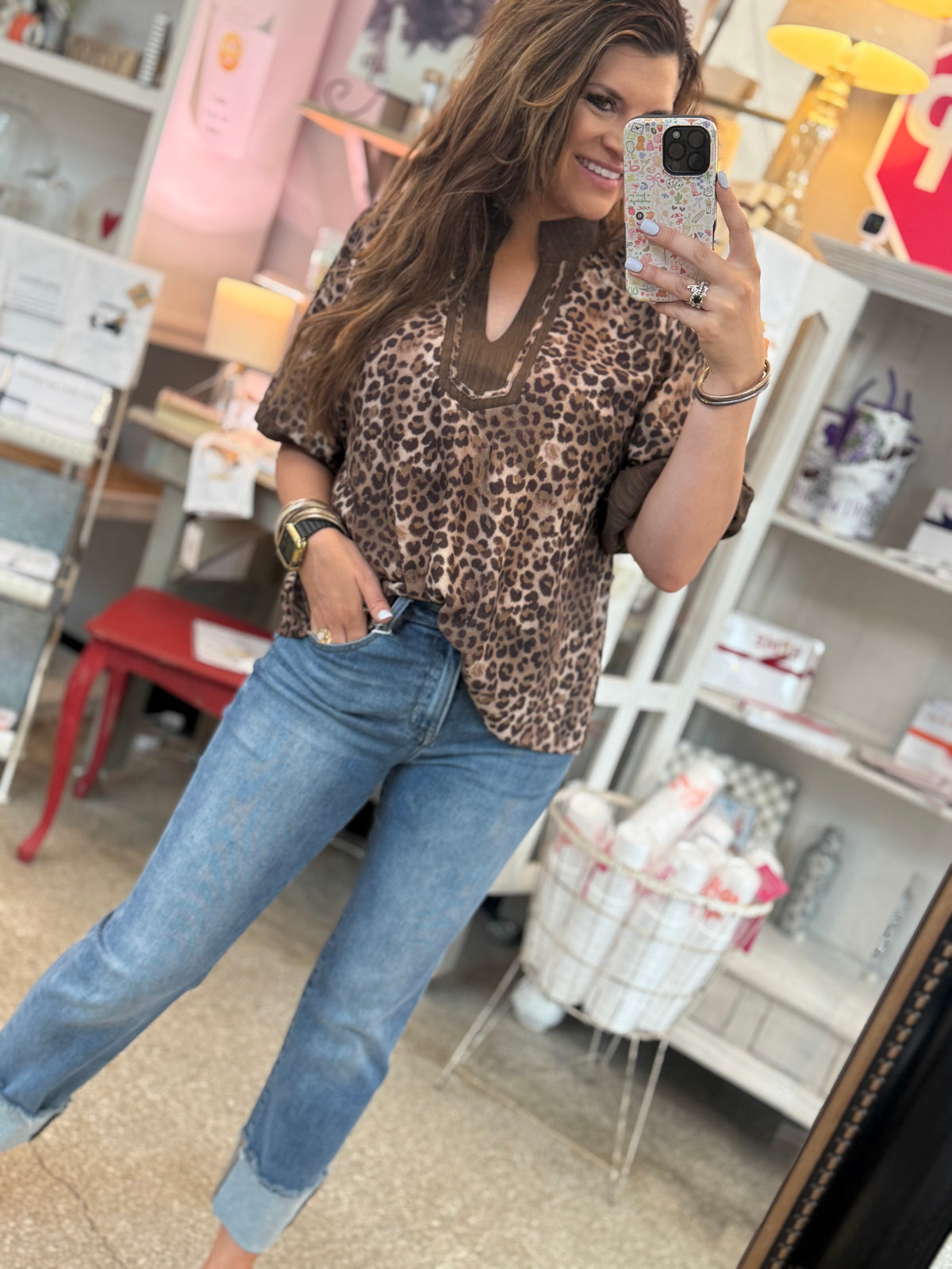 Sassy Leopard Top - Chocolate