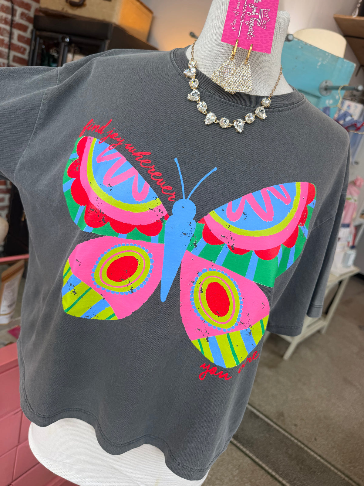 Butterfly Crop Tee - Find Joy wherever you are 🦋