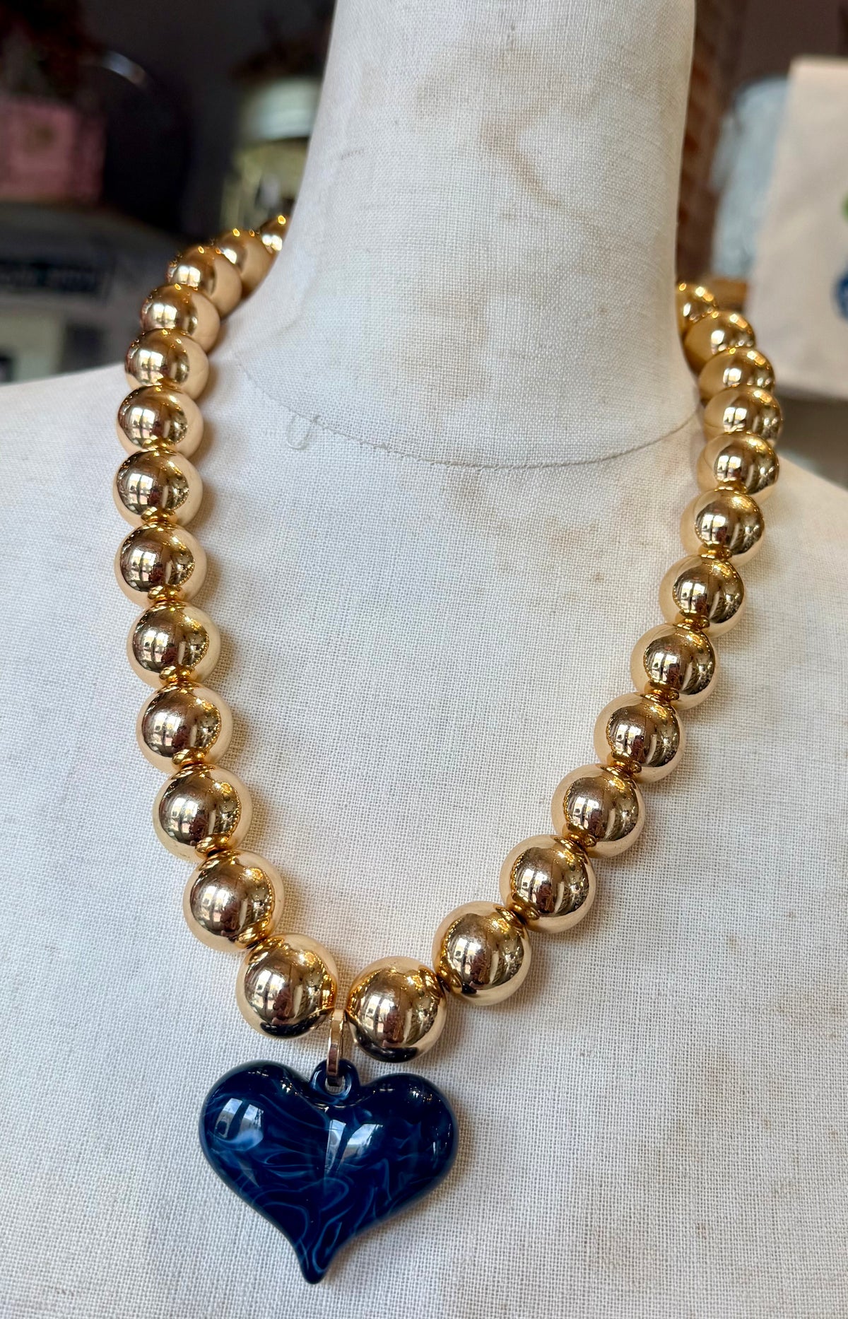 The LALA Heart Necklace - Navy