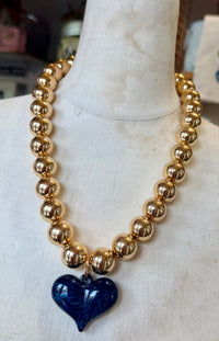 The LALA Heart Necklace - Navy
