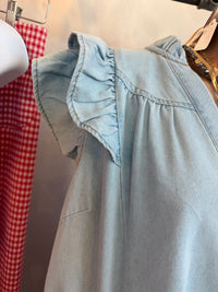 Denim Top with Ruffle Sleeve Detail