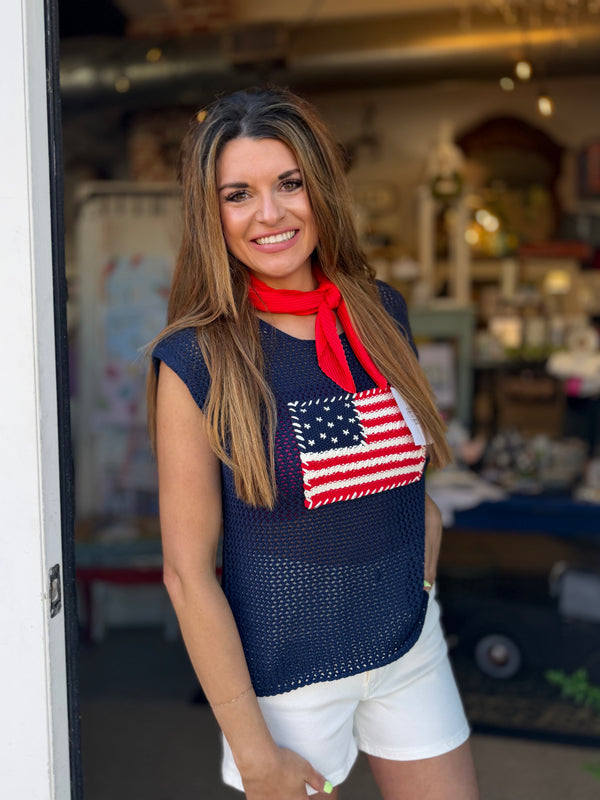 Stars & Stripes Knit Top - Navy