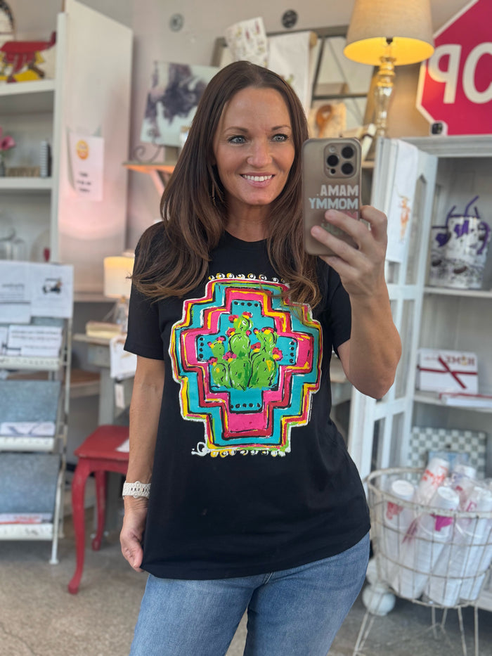 Neon Aztec Cactus T-Shirt -SALE