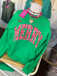Merry Sweatshirt -Pink & Red Leopard Print