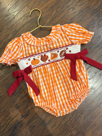 Fall Turkey Gingham Bubble -Girls