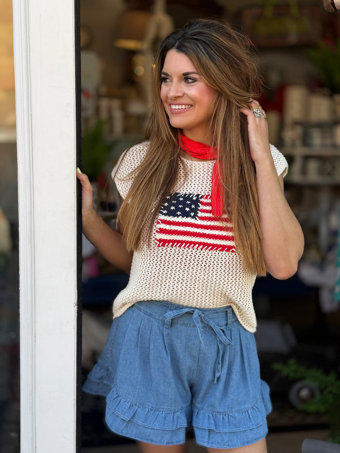Stars & Stripes Knit Top - Cream
