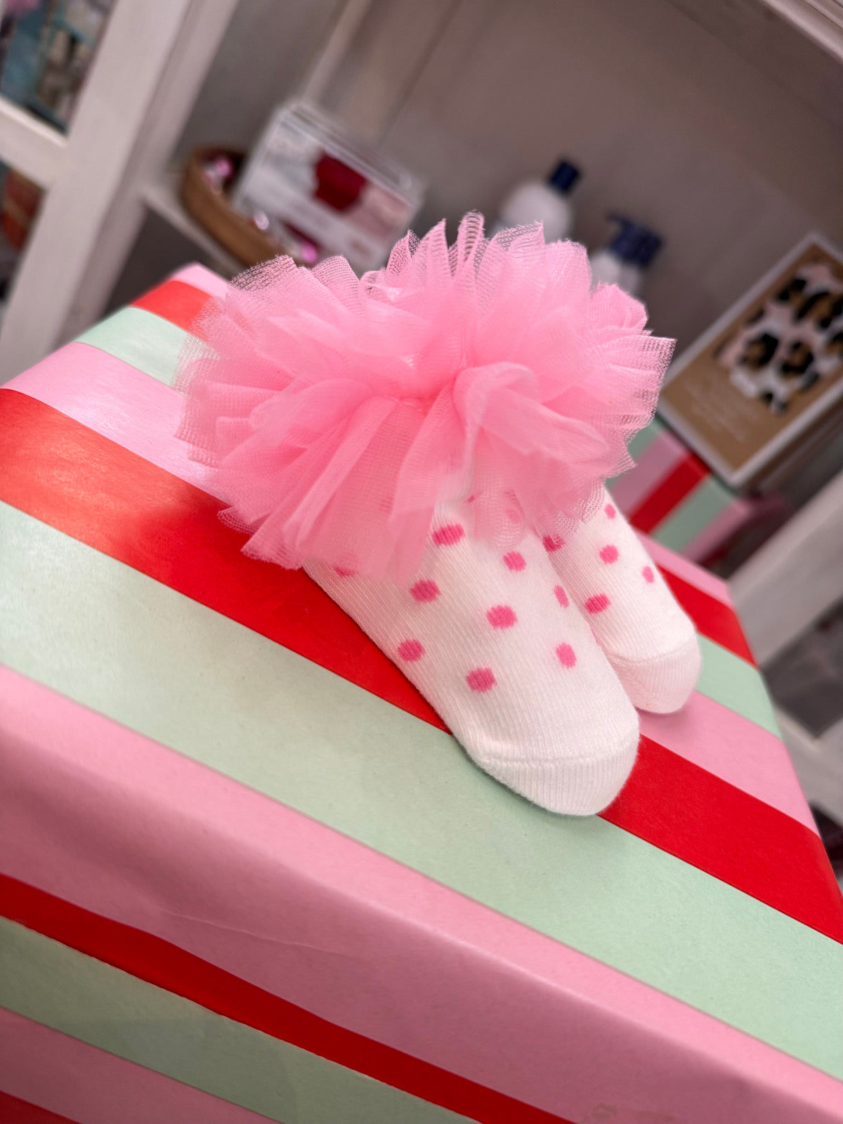 MUD PIE - PINK with Polka Dots TUTU SOCKS