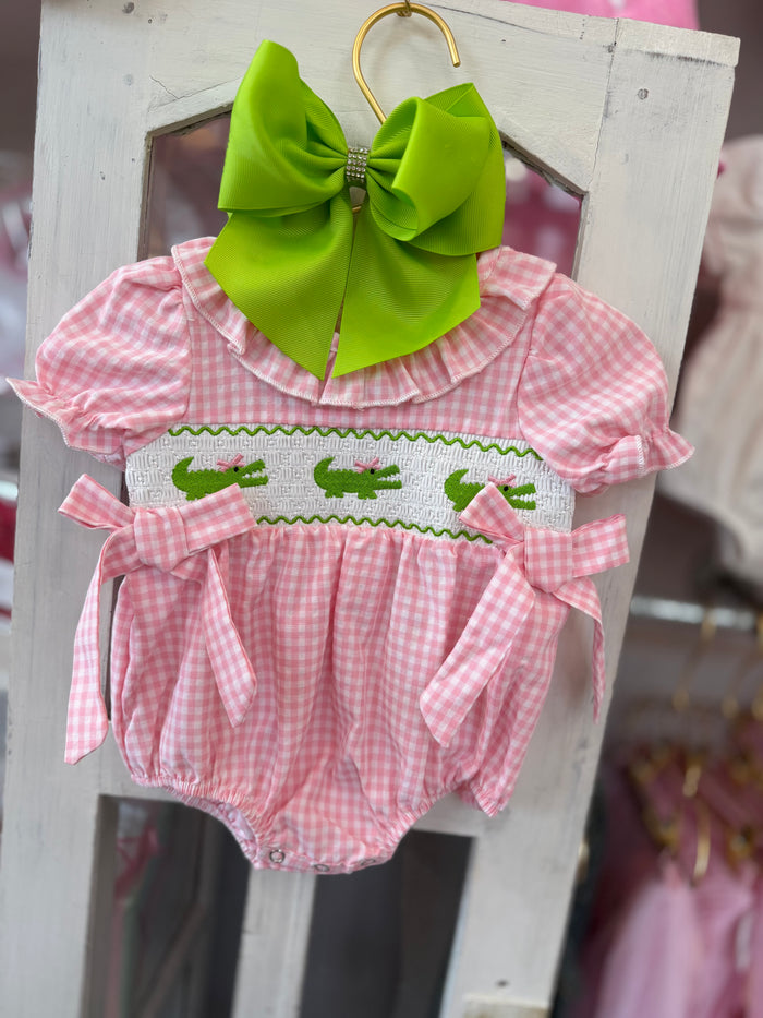 Pink Gingham Alligator Bubble