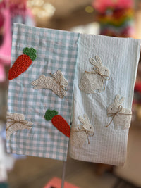 Bunny & Carrot beaded towel