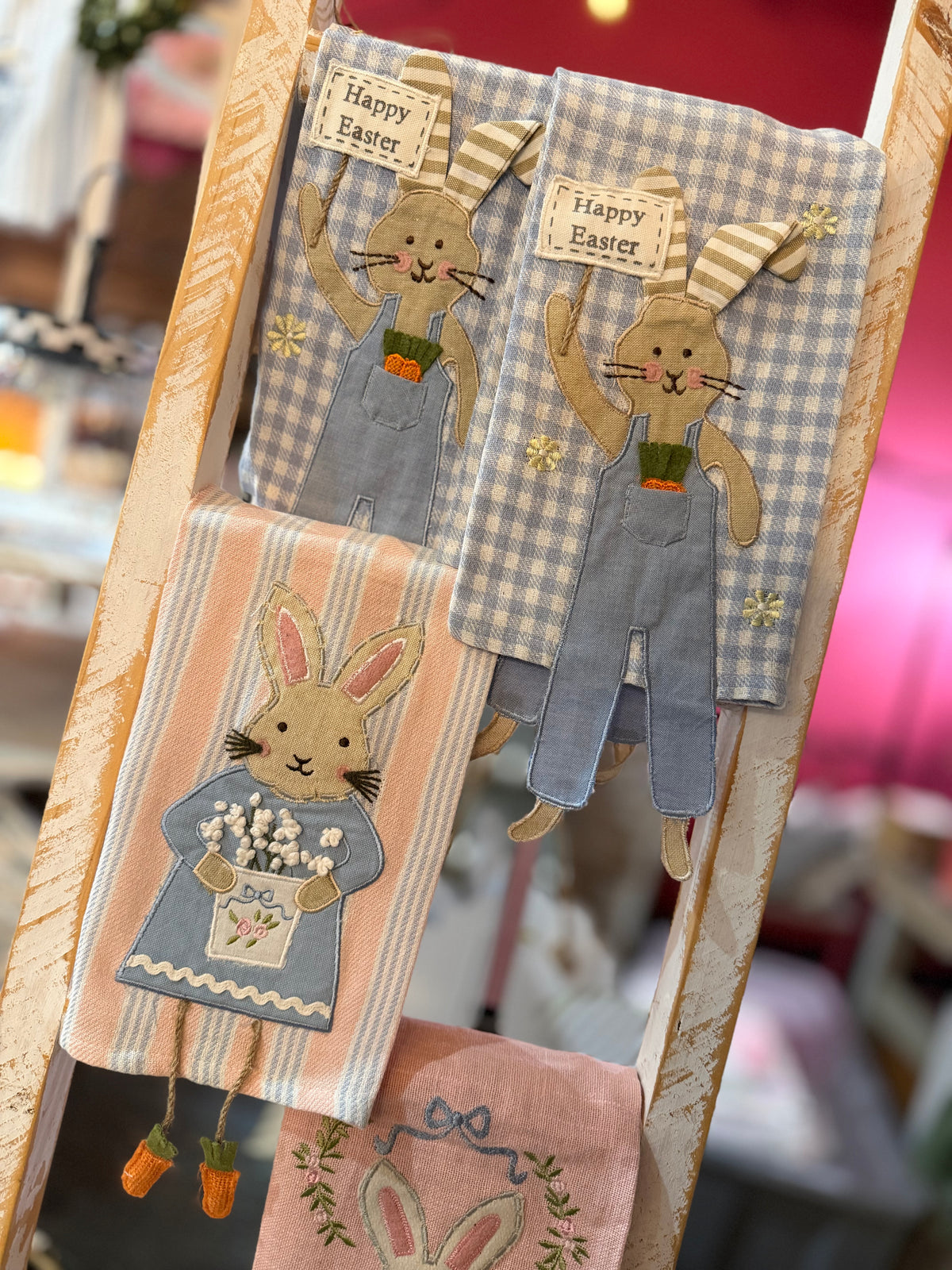 Pink Striped Bunny with Dangle Legs Towel