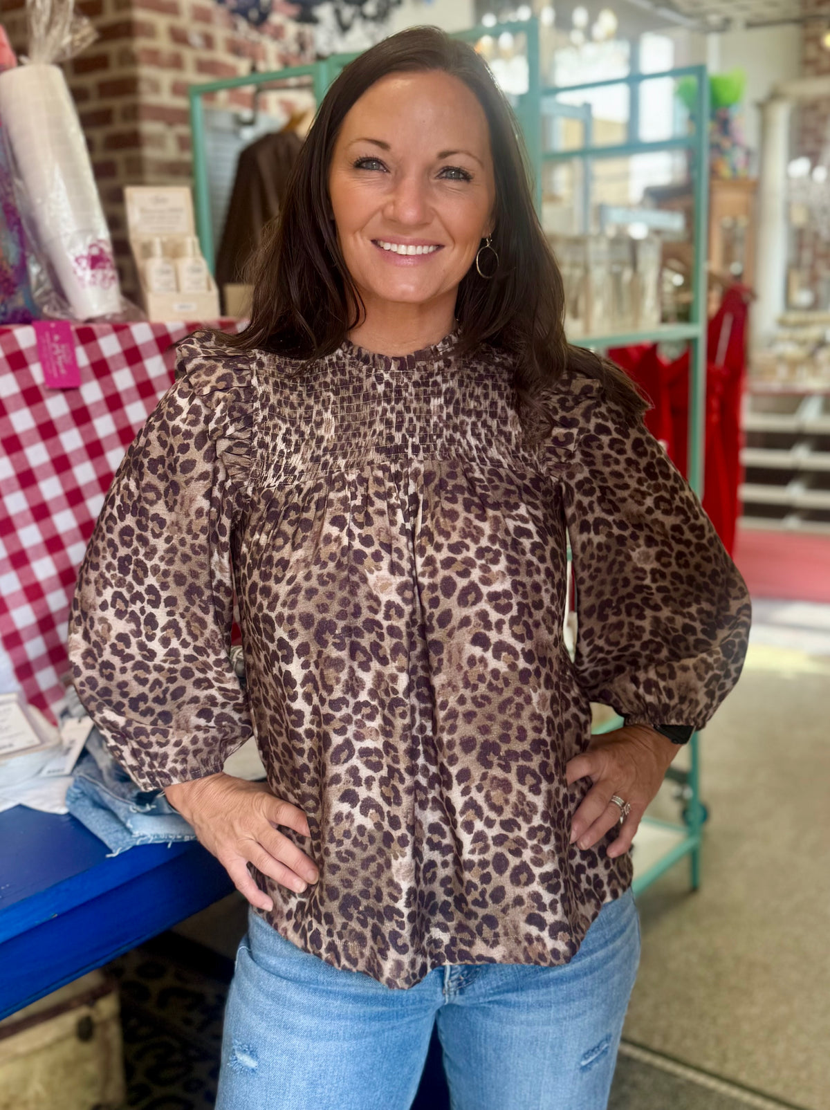 Ruffled Leopard Top