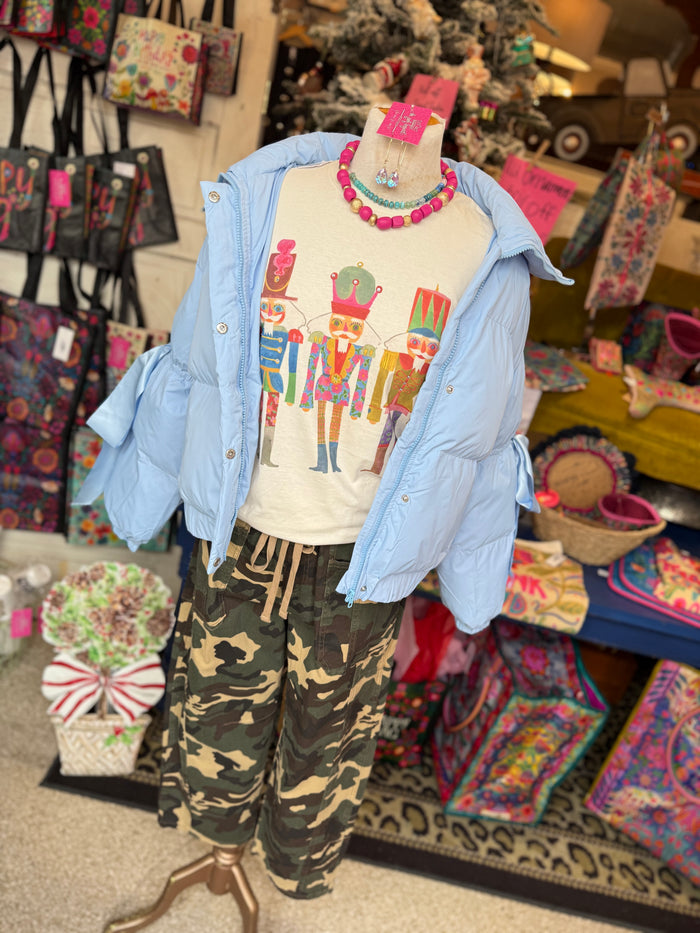 Blue Puffer Jacket w/ Bows - FINAL SALE