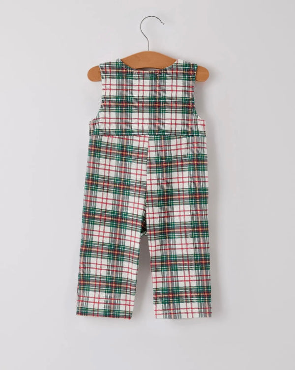 Christmas Plaid Smocked Embroidered Boys Romper