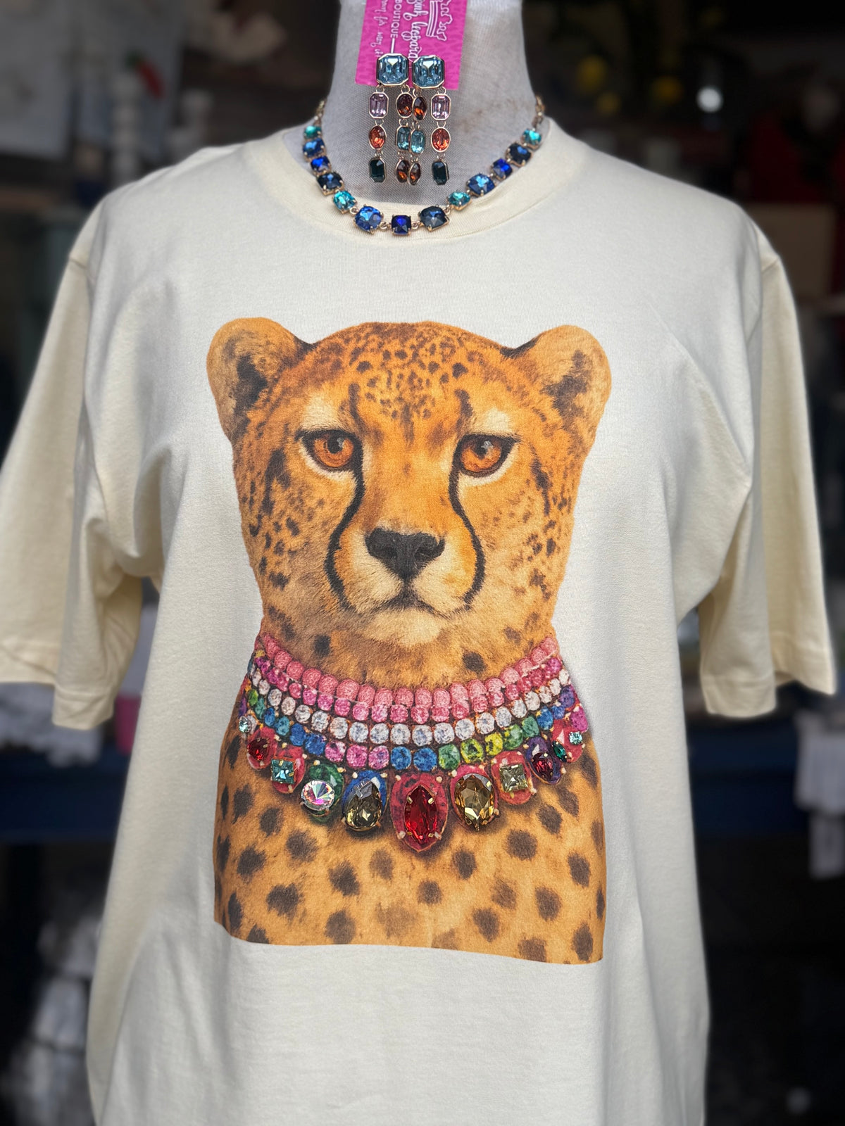 Jeweled Collar Leopard T-shirt