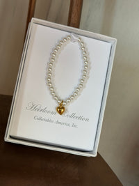 Baby Bracelet - Freshwater Pearls 5" Rhodium Finish Heart