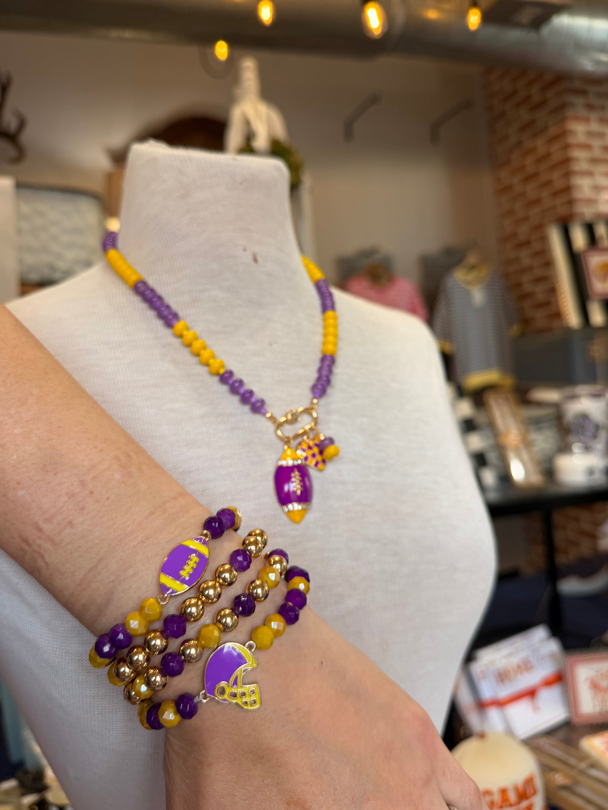 Purple & Gold Football Bracelets
