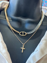 Double chain Cross Necklace