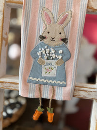Pink Striped Bunny with Dangle Legs Towel