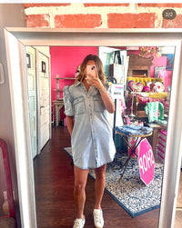 Denim Ruffle Button Down Dress