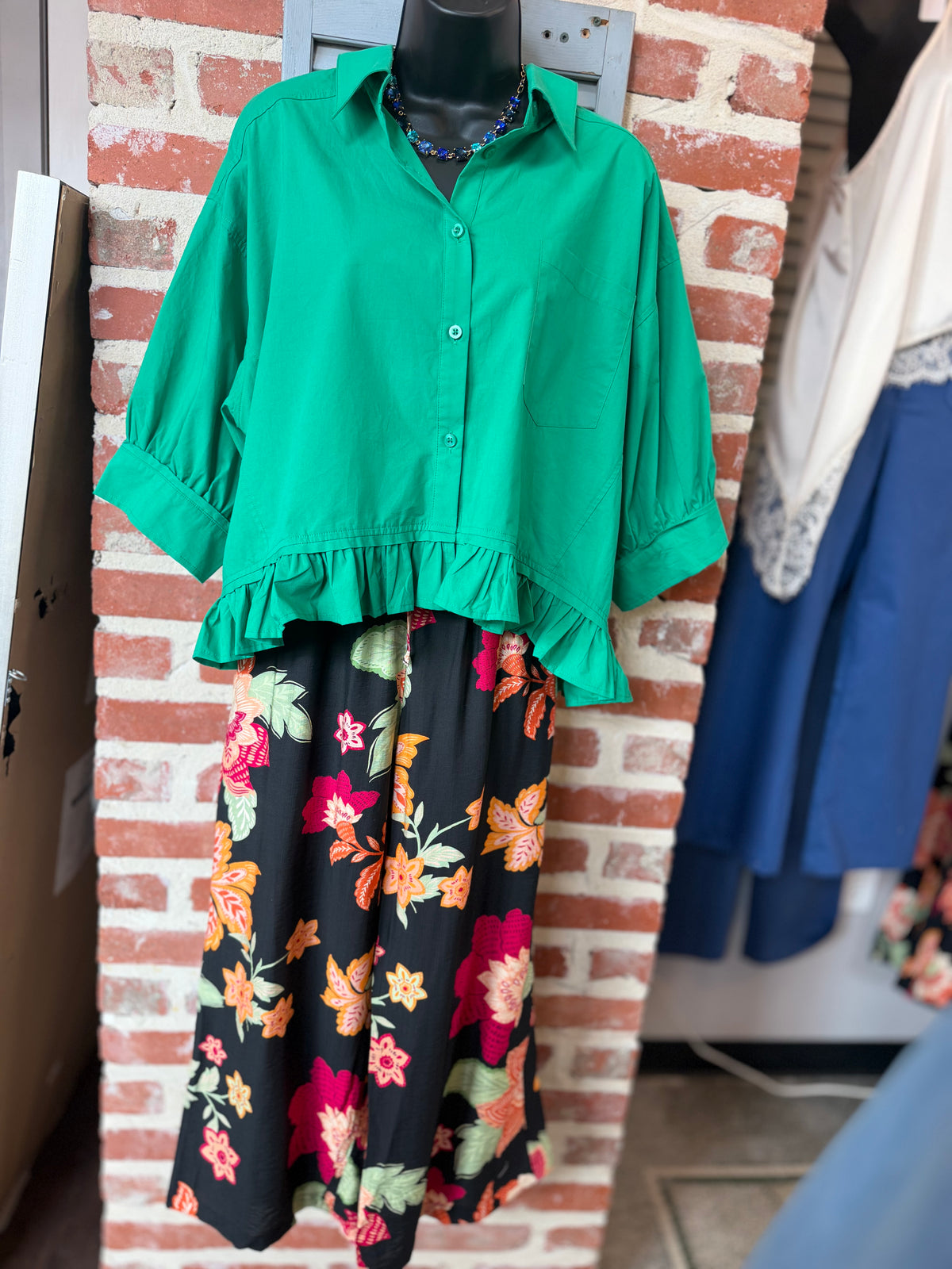 Black Floral Pattern Pants