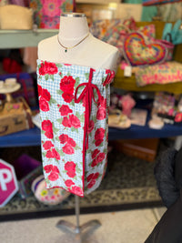 Blue Gingham & Roses Spa Wrap
