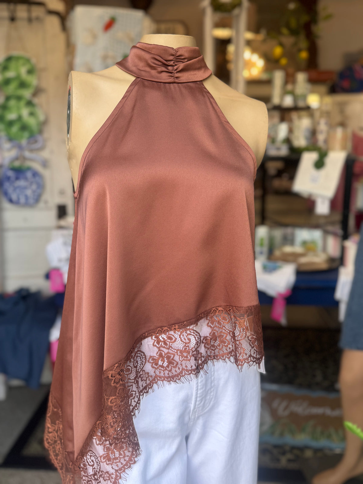 The Satin Sophie Top - Brown