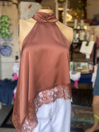 The Satin Sophie Top - Brown