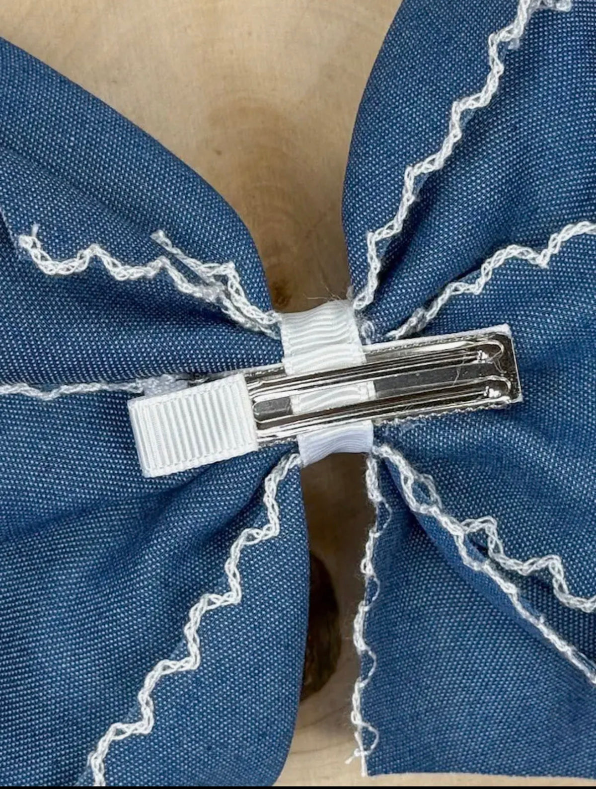 Denim Moonstitch Bow