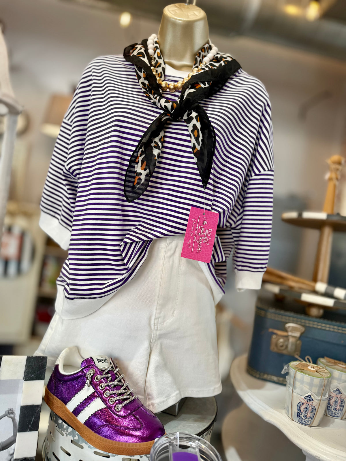 So Soft Stripes Top - Purple/White