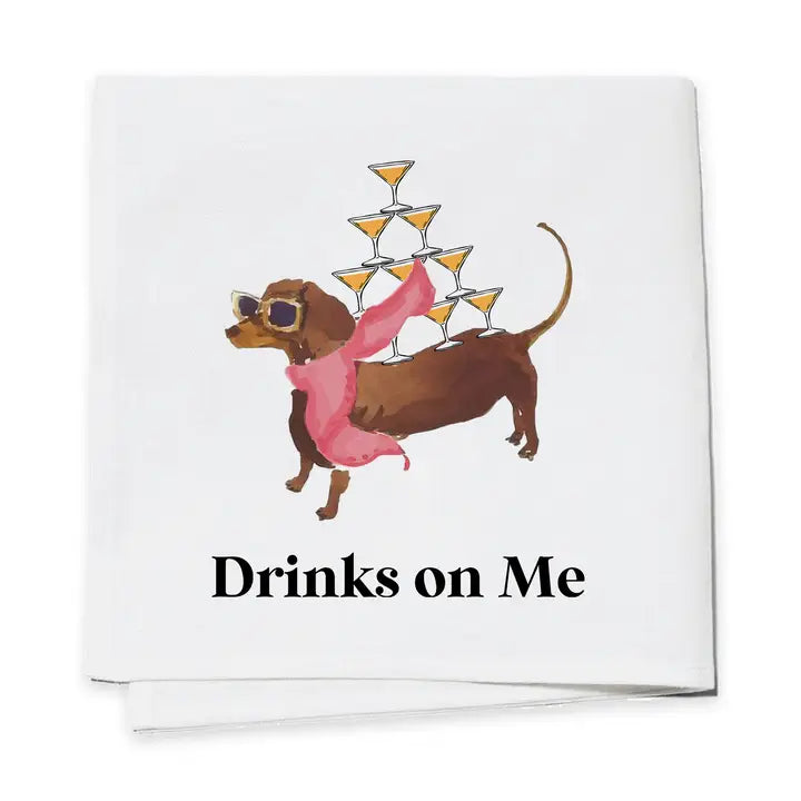 Drinks on Me Cocktail Napkins -Set of 4