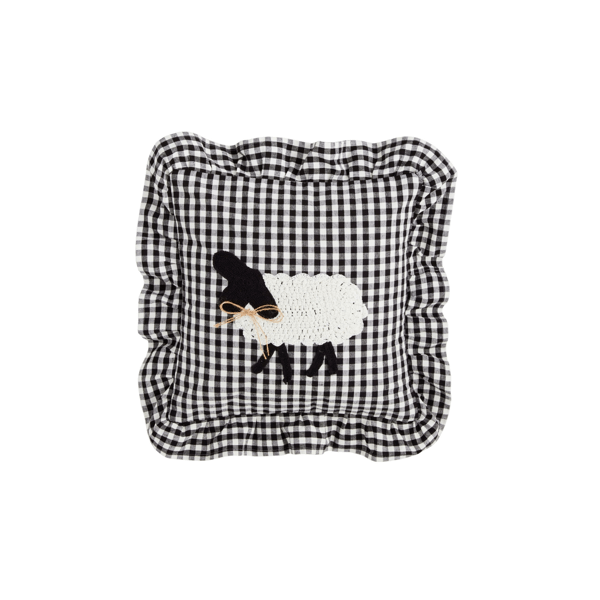 Gingham Crochet Sheep Pillow