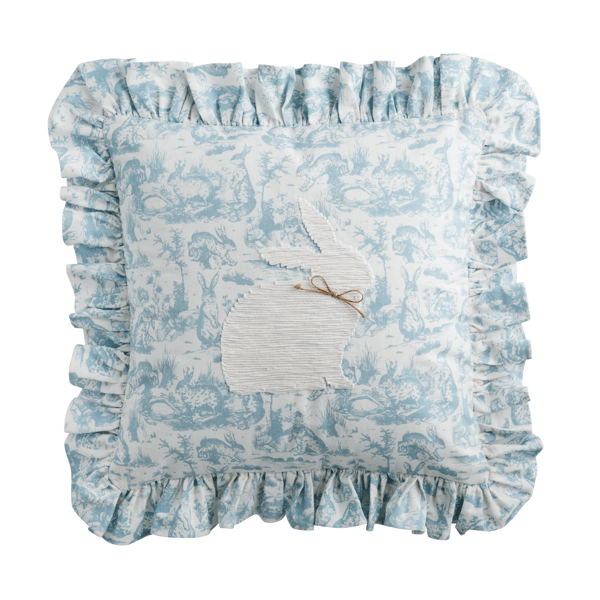 Square Toile Bunny Pillow