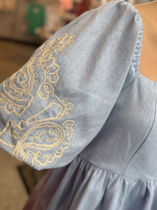 Embroidered Charm Denim Dress