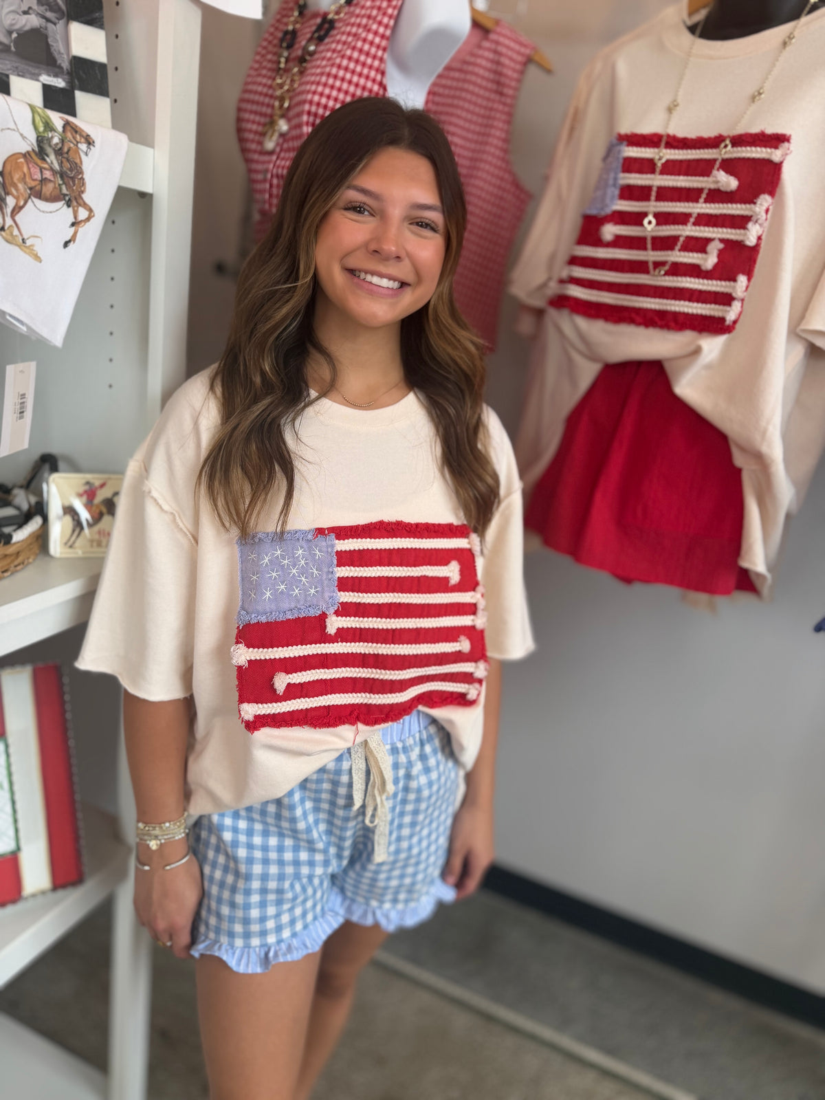 Cream American Flag Shirt