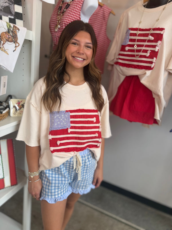 Cream American Flag Shirt