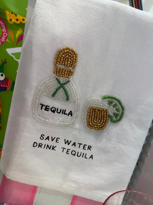 Tequila beaded bar towel