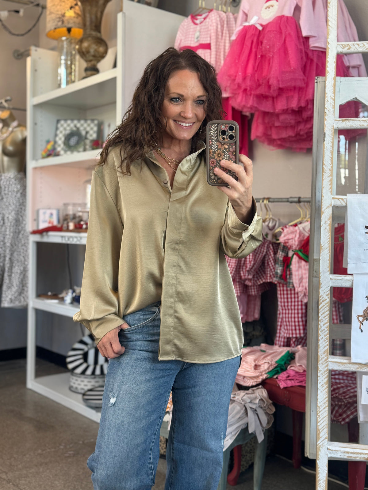 The Sophie Satin Button Up