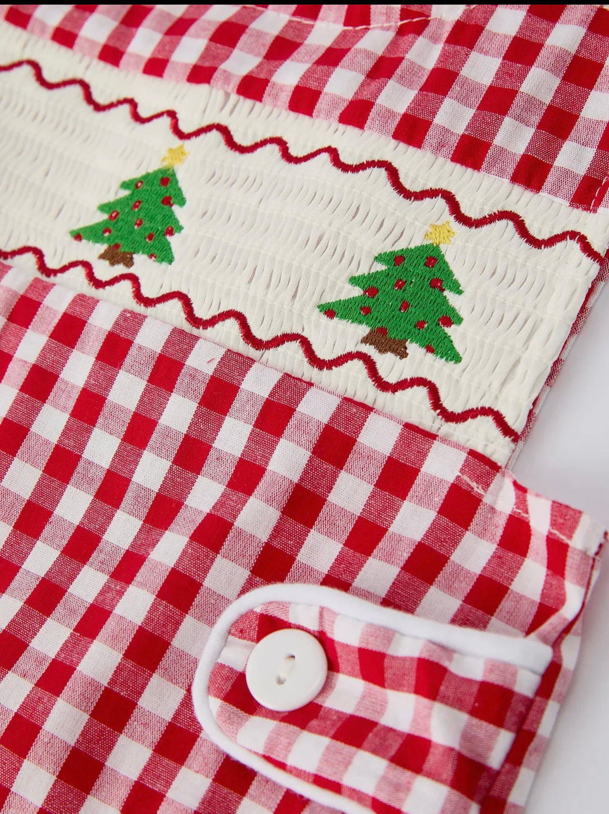 Christmas Tree Smocked Embroidered Boys Romper