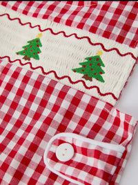 Christmas Tree Smocked Embroidered Boys Romper