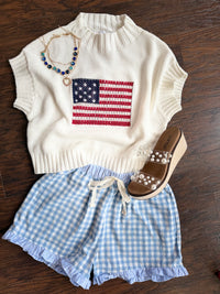 Preppy Gingham Shorts - Blue
